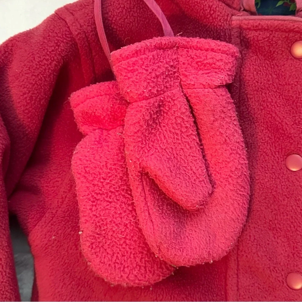 Vintage Gymboree 1998 Rainbow Tag Reversible Floral Blue/Pink Coat &Mittens 2-3T